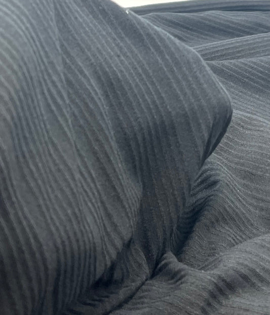 Black Textured Stripe Rib Stretch Fabric