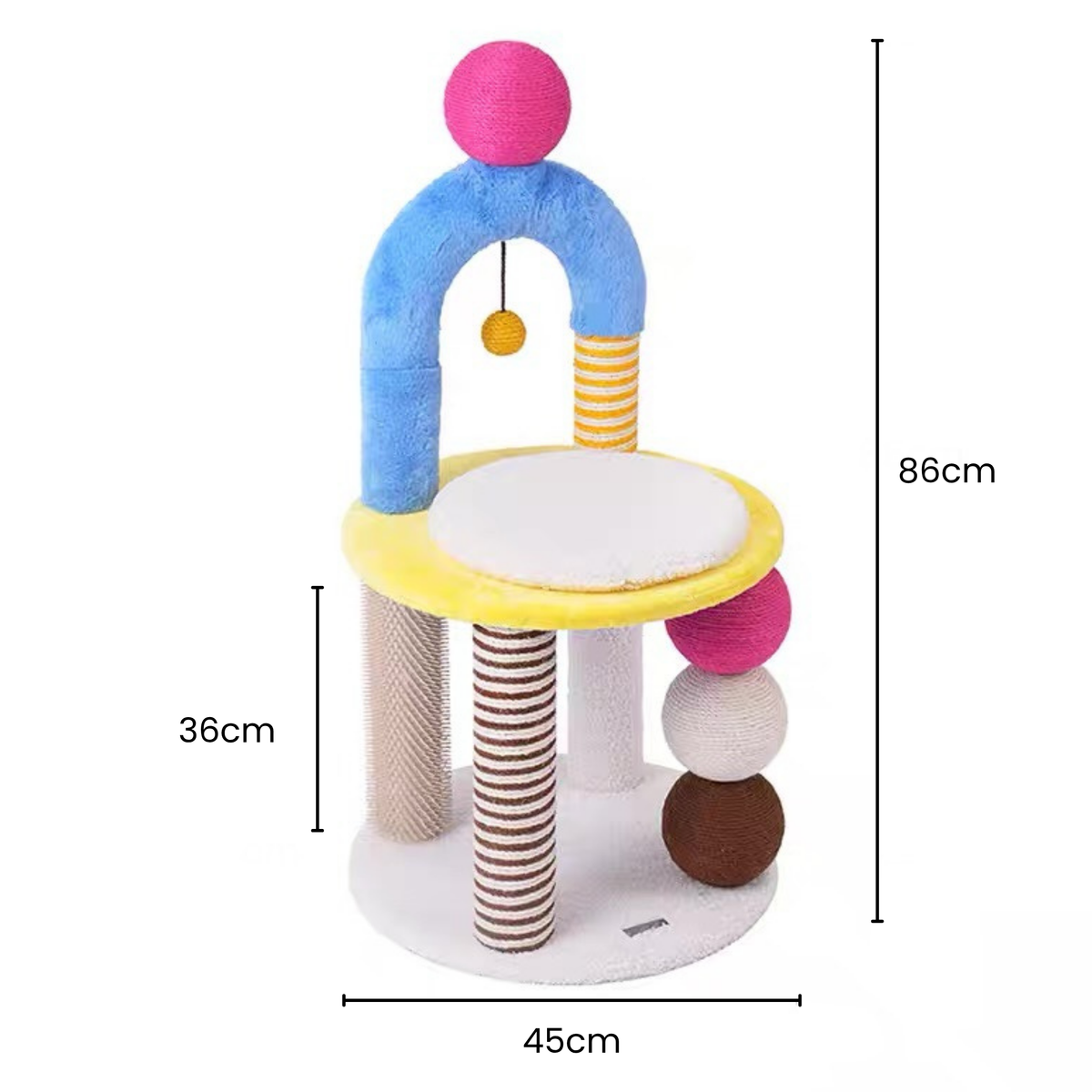 zeze Two-Tier Arch Cat Tree with Balls and Rubbing Pole
