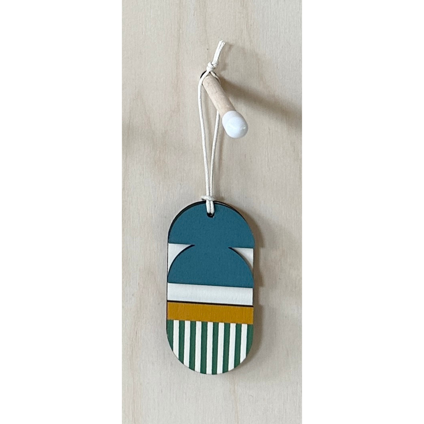 Geometric Decoration - Mini Mid-Century Wall Art - Little Wooden Decoration - Green & Yellow Decor