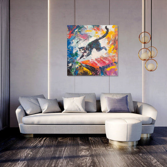 Leaping Cat Canvas