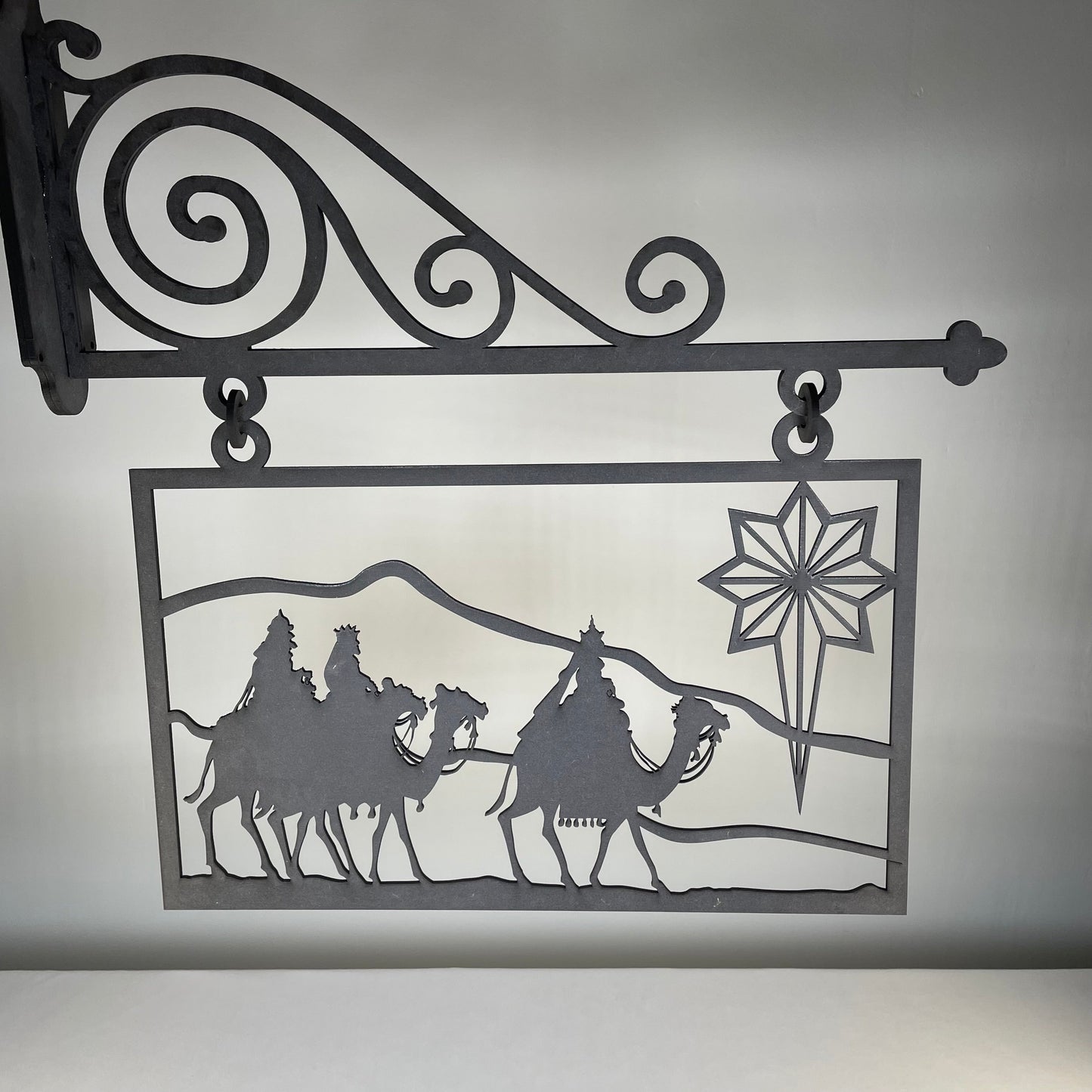 Hanging Novelty Nativity Scene Sign - Handmade Ornament by Curious Rabbit ®