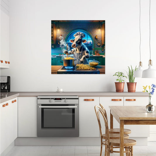 Pasta Chef Cow Canvas
