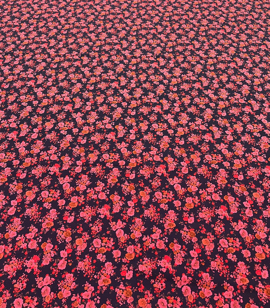 Purple Ditsy Floral Compact Crepe Fabric 2 Way Stretch