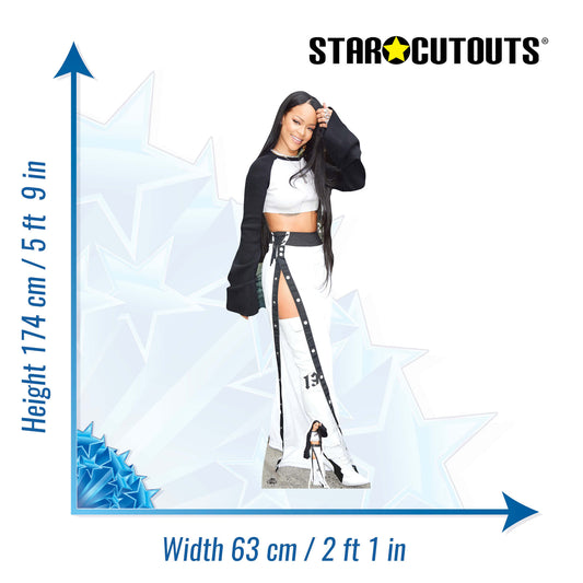 CS730 Rihanna Black and White Height 174cm Lifesize Cardboard Cut Out With Mini