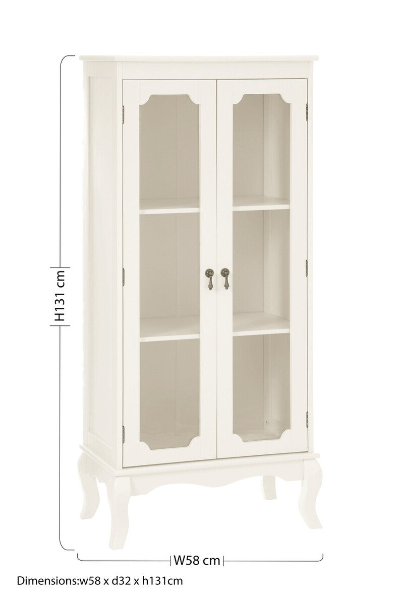 Two Glass Door Ivory Finish Cabinet | Marcella