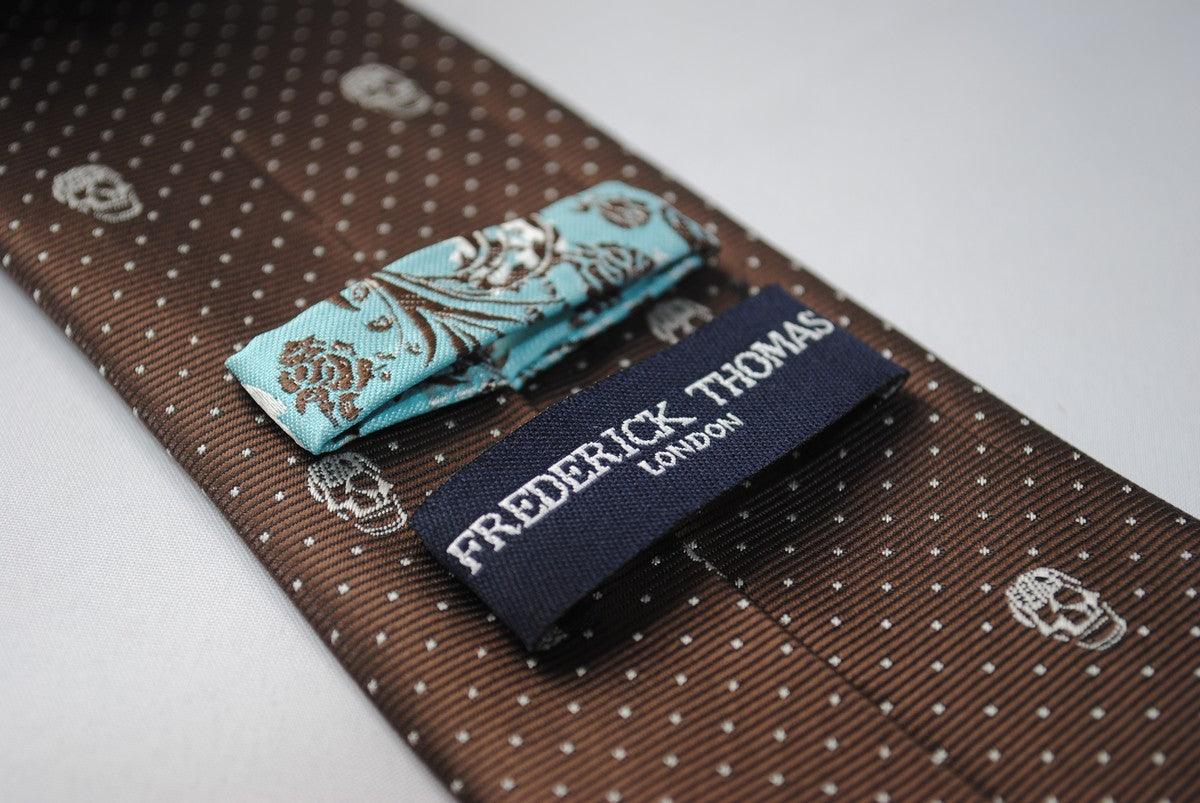 brown skulls design tie