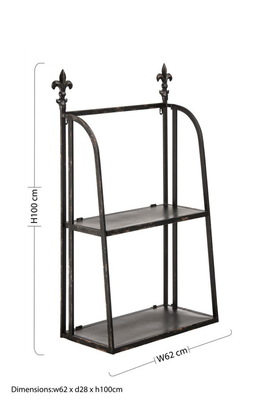 2 Tier Black Metal | Wall Mountable Shelf Unit