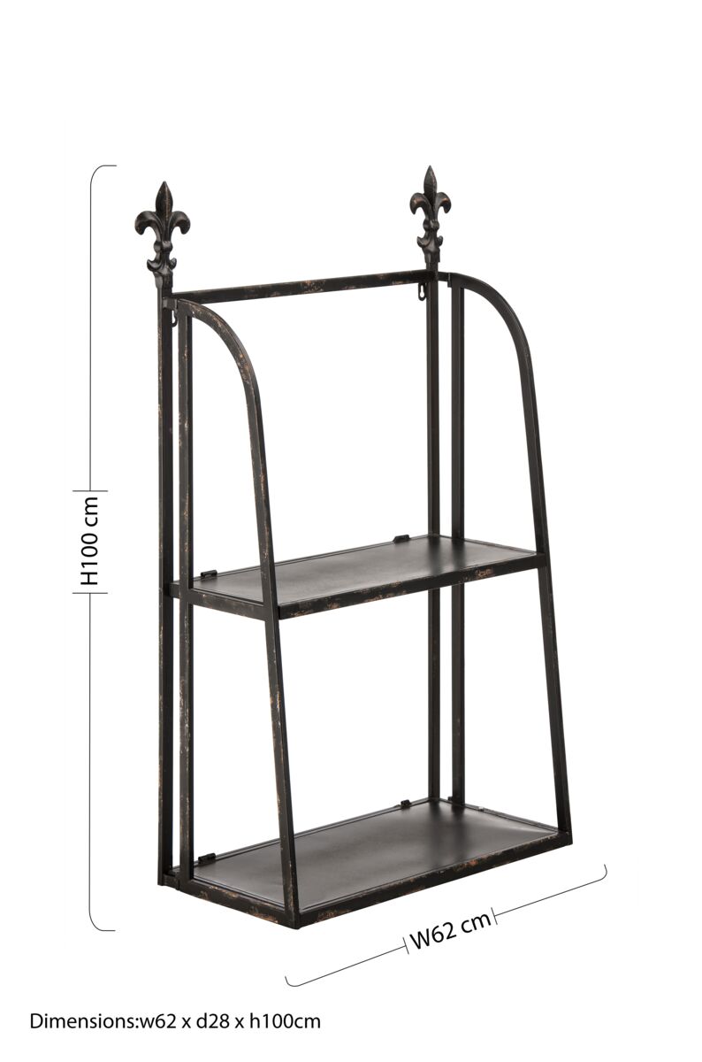 2 Tier Black Metal | Wall Mountable Shelf Unit