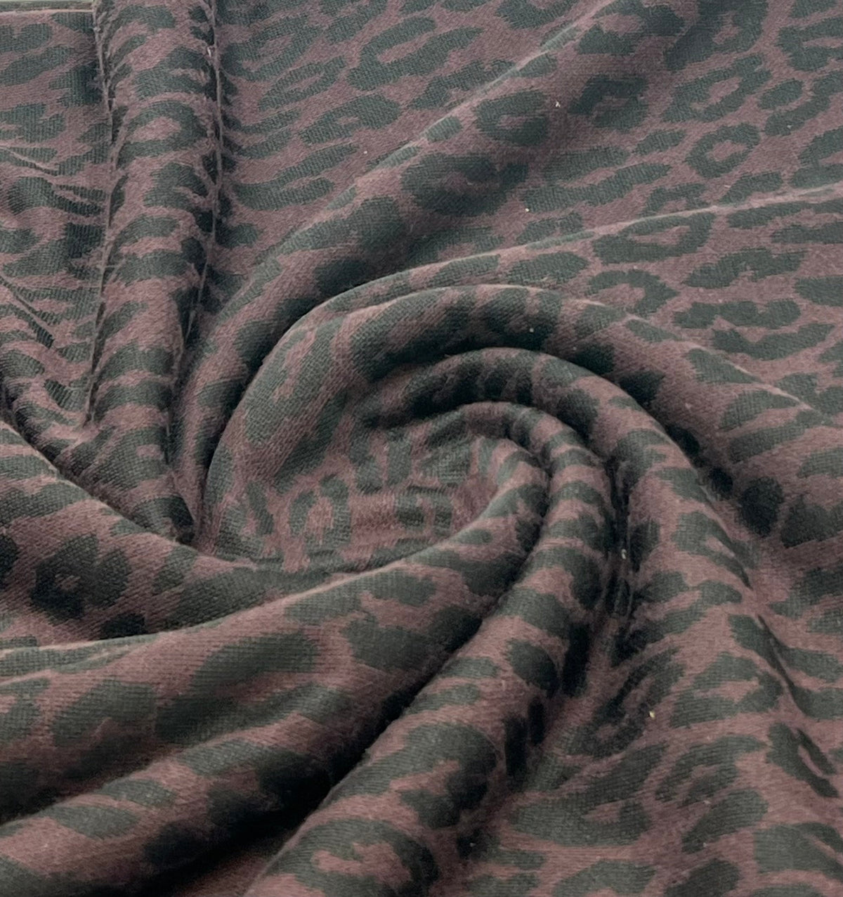 Burgundy Animal Jacquard 2 Way Stretch Fabric