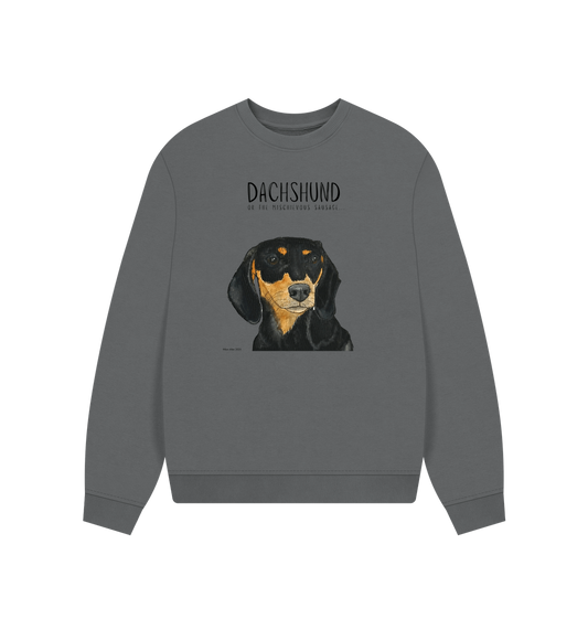 Comfy, Cozy, & Cute: The Black & Tan Dachshund Oversized Sweatshirt"