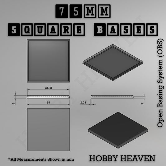 75mm Square Textured Bases 3D Printed