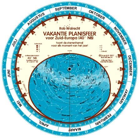 Dutch 'Holiday' Planisphere for 40° North