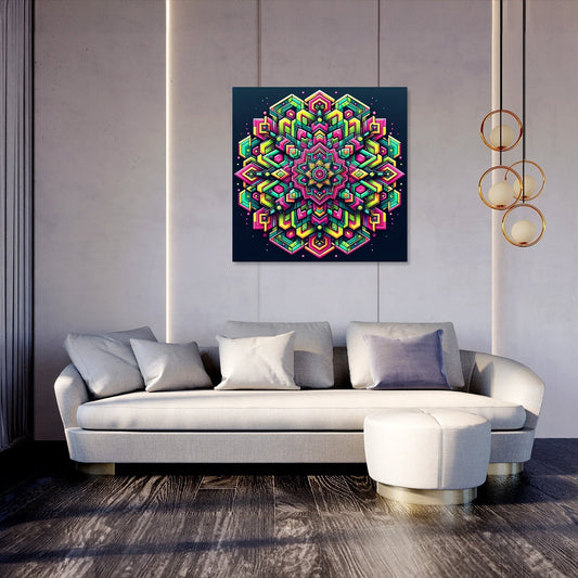 Neon Hexa-Diamond Canvas