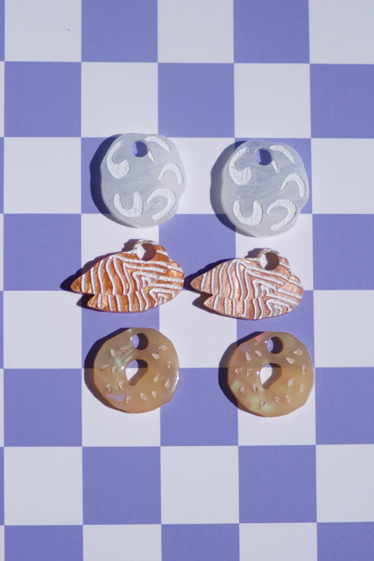 Salmon and Cream Cheese Bagel Hoop Earrings