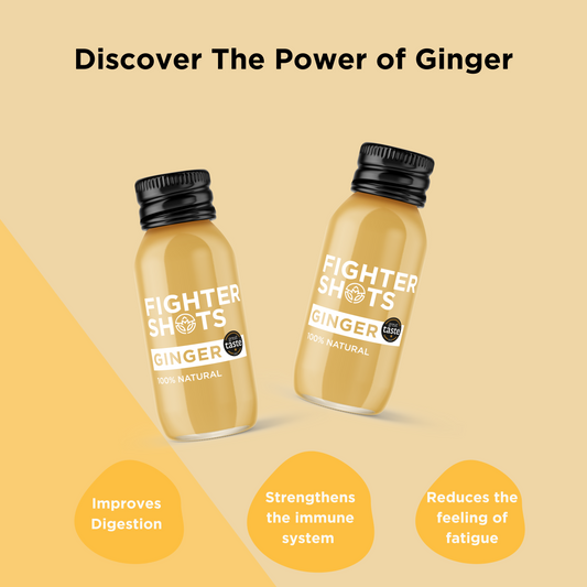 Ginger - 27g organic cold pressed ginger in every bottle, 12 x 60ml