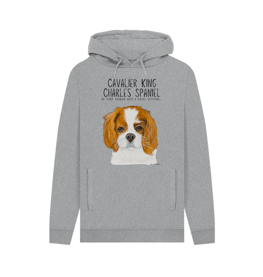 Crowned & Cozy: Sustainable Men's Hoodie Featuring Your Cavalier King (or Queen)