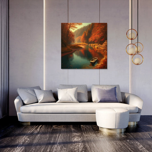 Autumn River Tranquility Canvas