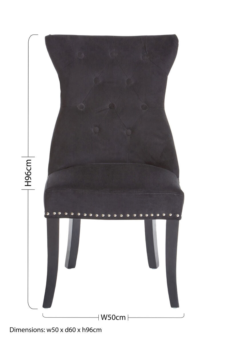 Black Cotton Velvet Dining Chair | Regents Park