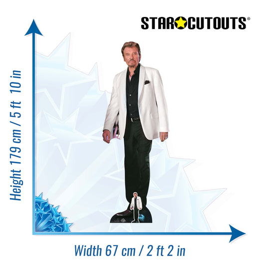 CS807 Johnny Hallyday Height 179cm Lifesize Cardboard Cut Out With Mini