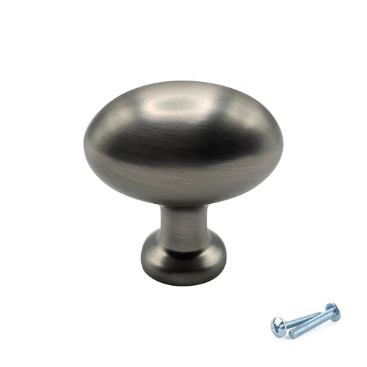 M4TEC Brushed Nickel Oval Knob Handle – VG8 Series (36mm Cabinet, Drawer & Cupboard Knob)