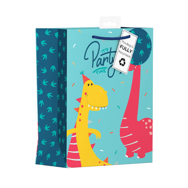 Medium Gift Bag with Party Dinos Design (W215 x H265 x D100 mm)