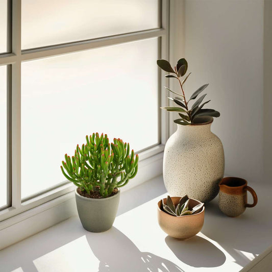 Jade Plant - Set of 2 - Crassula ovata 'Gollum' - Height 15-25 cm - Pot 12 cm