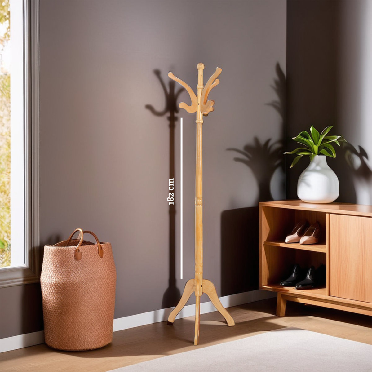 Kennedy Natural Finish Light Wooden Coat Stand
