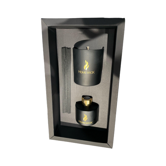 Soy Wax Scented Candle & Diffuser Gift Set - Black