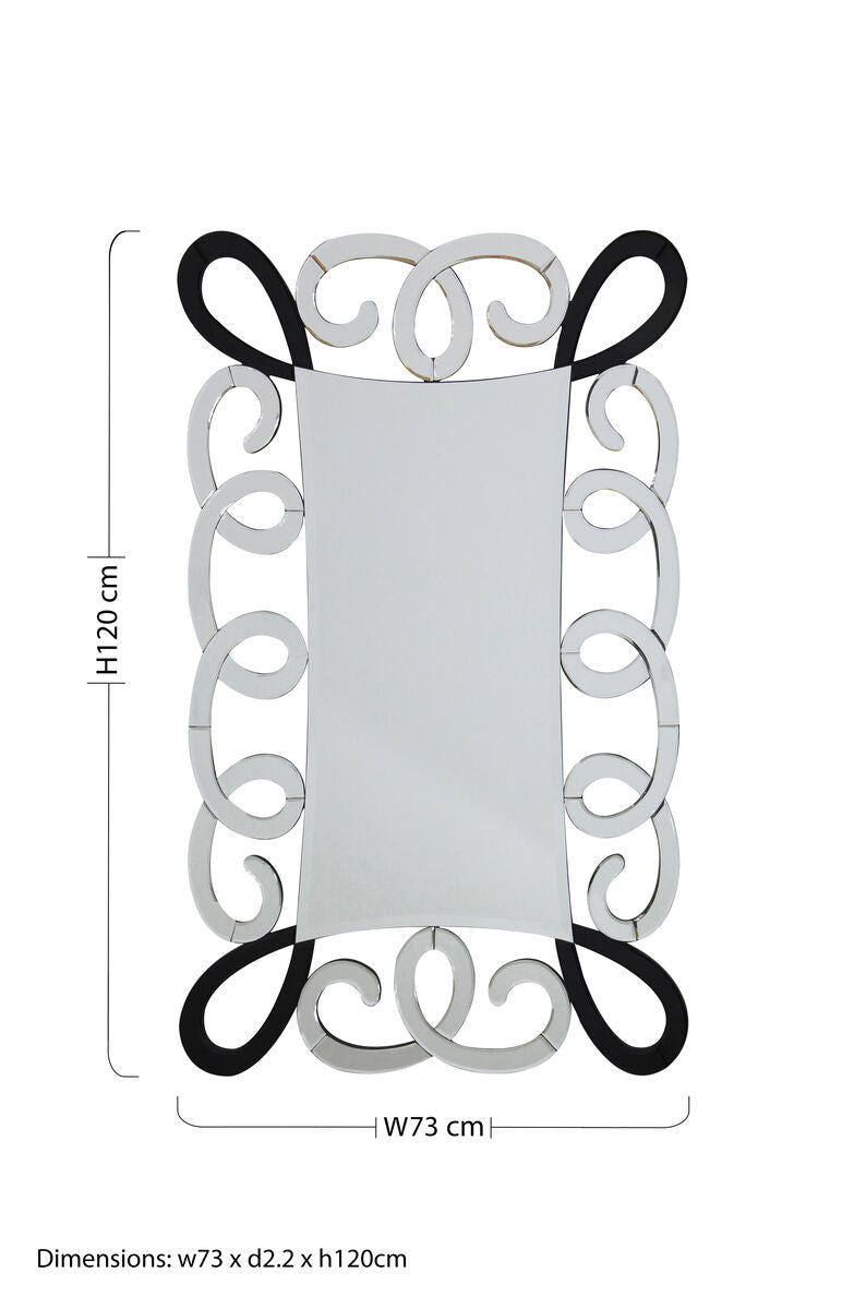 Black and Silver Scroll Design Wall Mirror | Vivienne