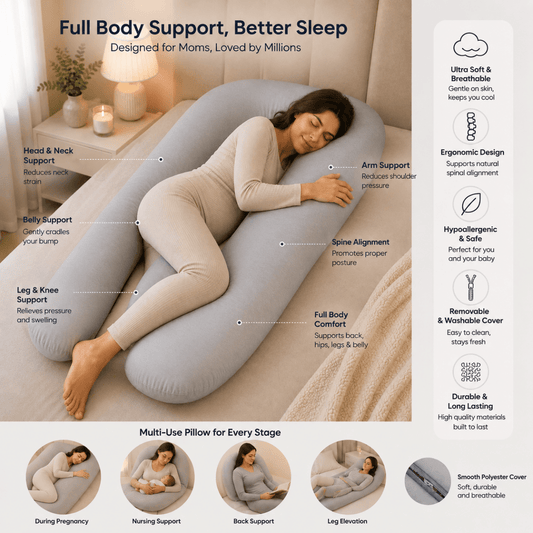 9 Ft Maternity Pillow And Case - Light Blue