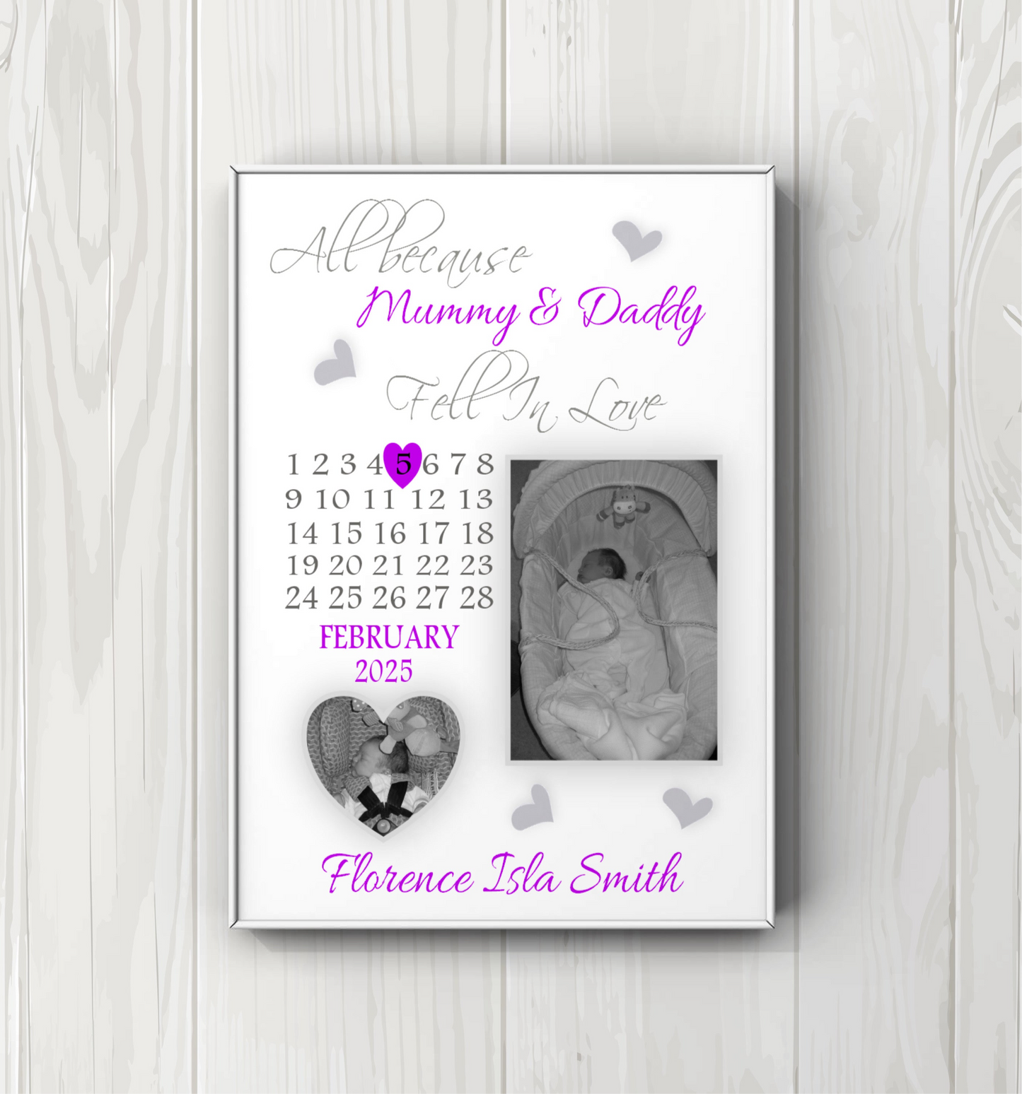 Personalised photo gifts for Dad - All because Mummy & Daddy fell in love print