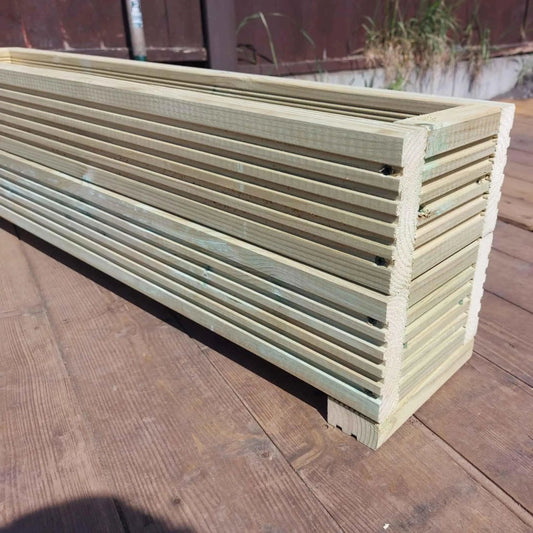 90cm long double tier wooden decking planter