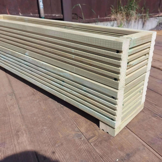90cm long double tier wooden decking planter