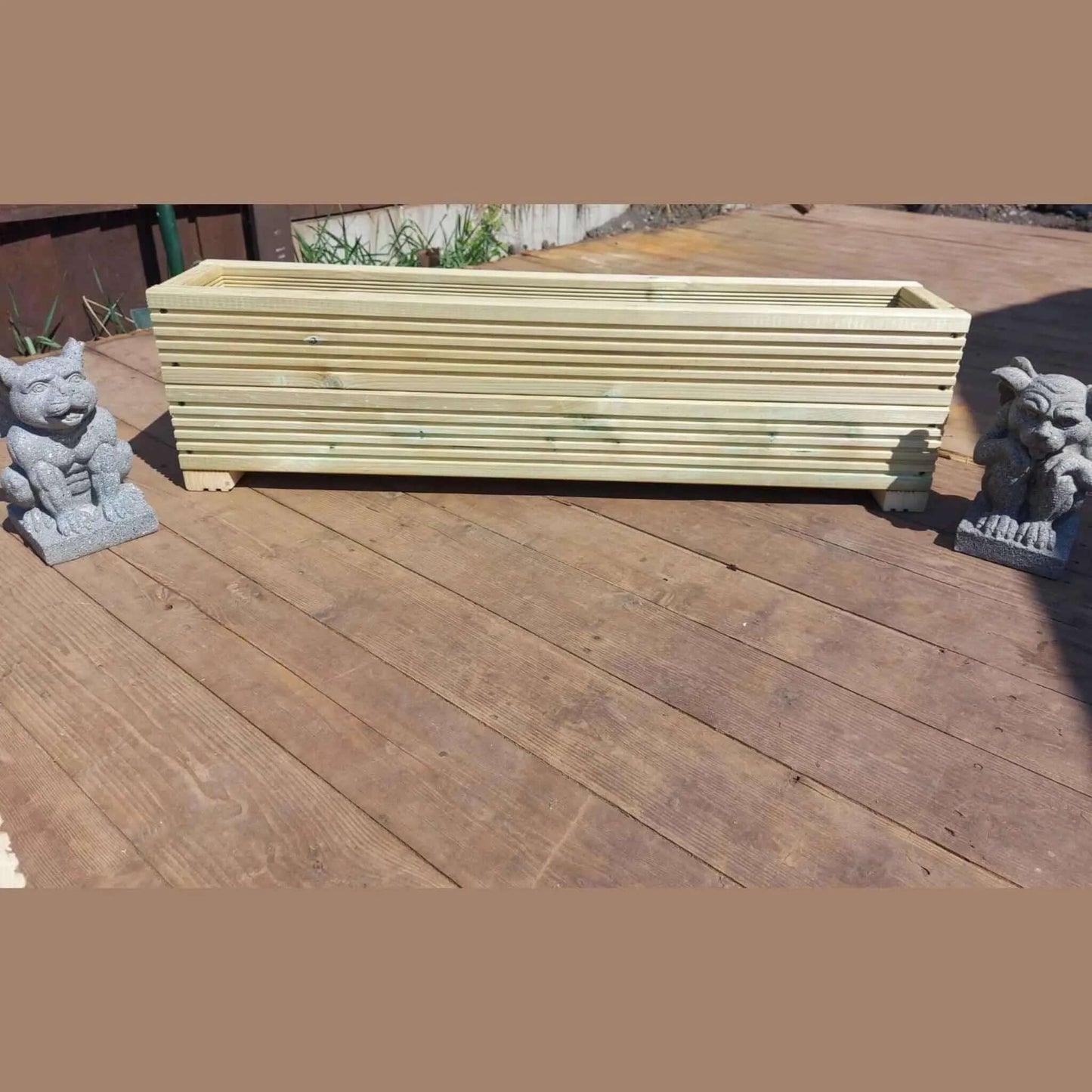 90cm long double tier wooden decking planter