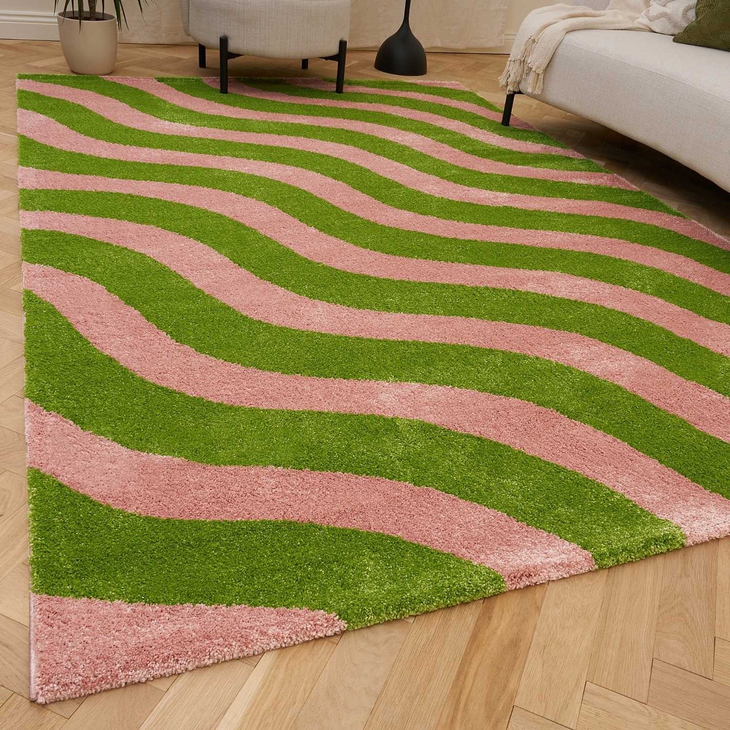 Joli Wave Green & Pink Rug