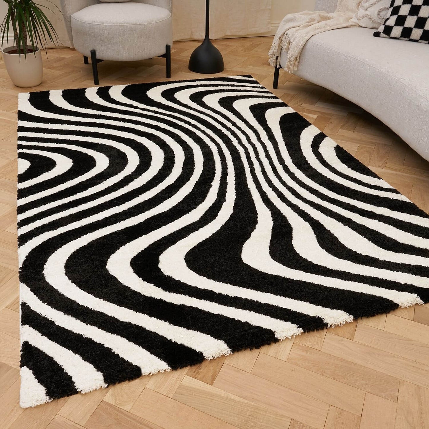 Joli Striped Black & White Rug