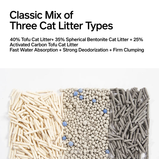 pidan 3-in-1 Blend Cat Litter (Tofu, Spherical Bentonite Clay, Activated Carbon Infused Tofu)