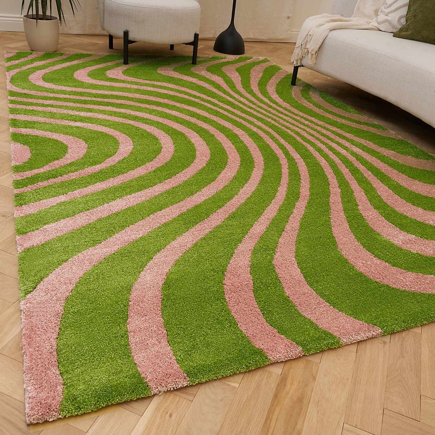 Joli Striped Green & Pink Rug