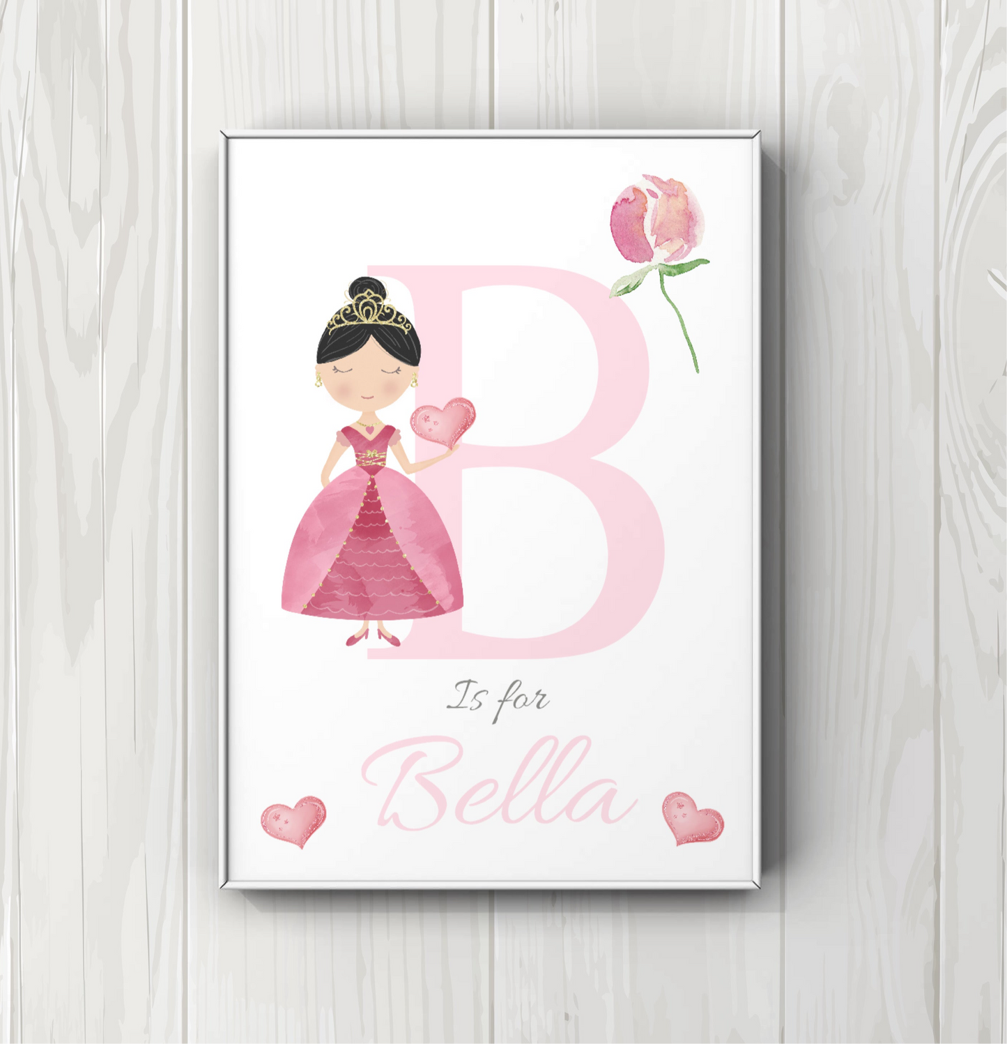 Personalised Name Newborn Nursery princess PRINT UNFRAMED