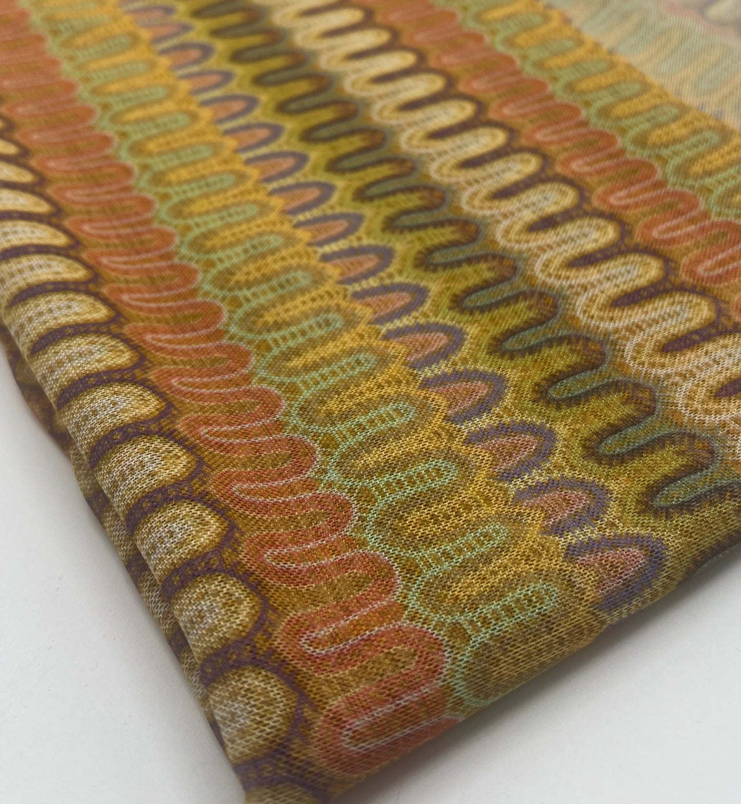 Multi Colour Wave Stripe Print Mesh Fabric Stretch
