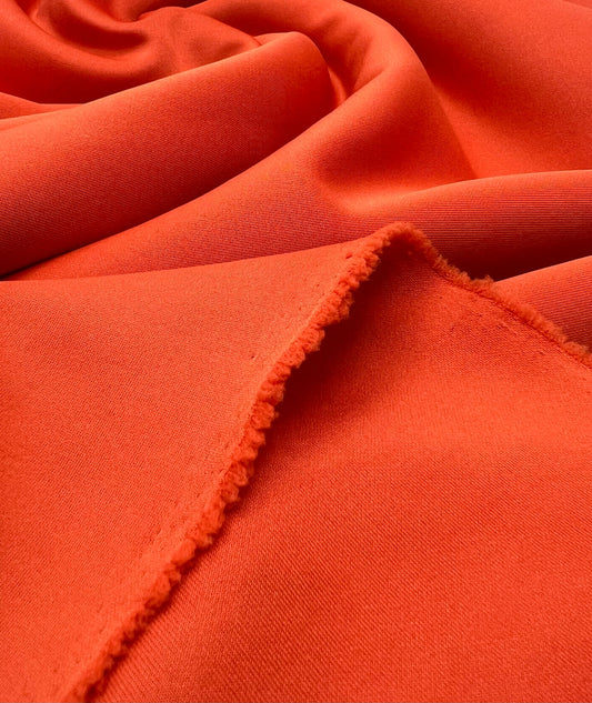 Orange Plain Scuba 4 Way Stretch Smooth Jersey Fabric