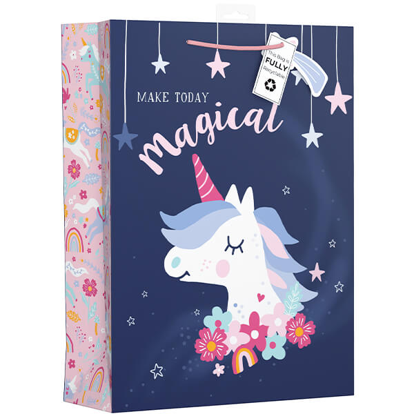 Extra Large Gift Bag with Magic Unicorn Design (W330 x H460 x D140 mm)