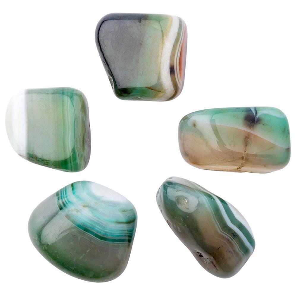 Agate Banded Green Medium Tumblestone 20-30mm