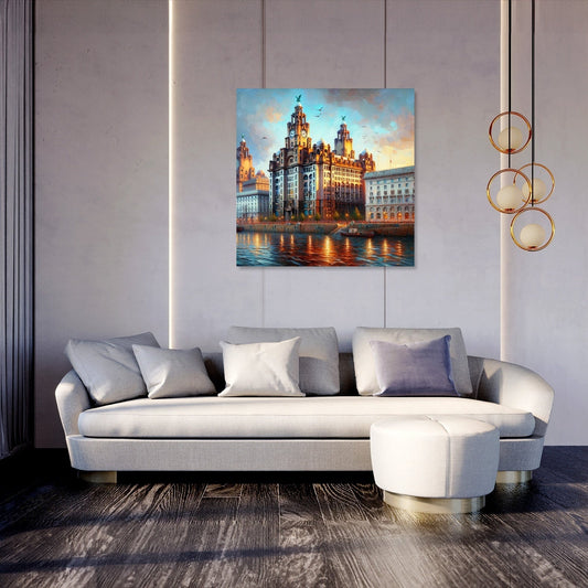 Liverpool Royal Liver Building Dusk Impression Canvas