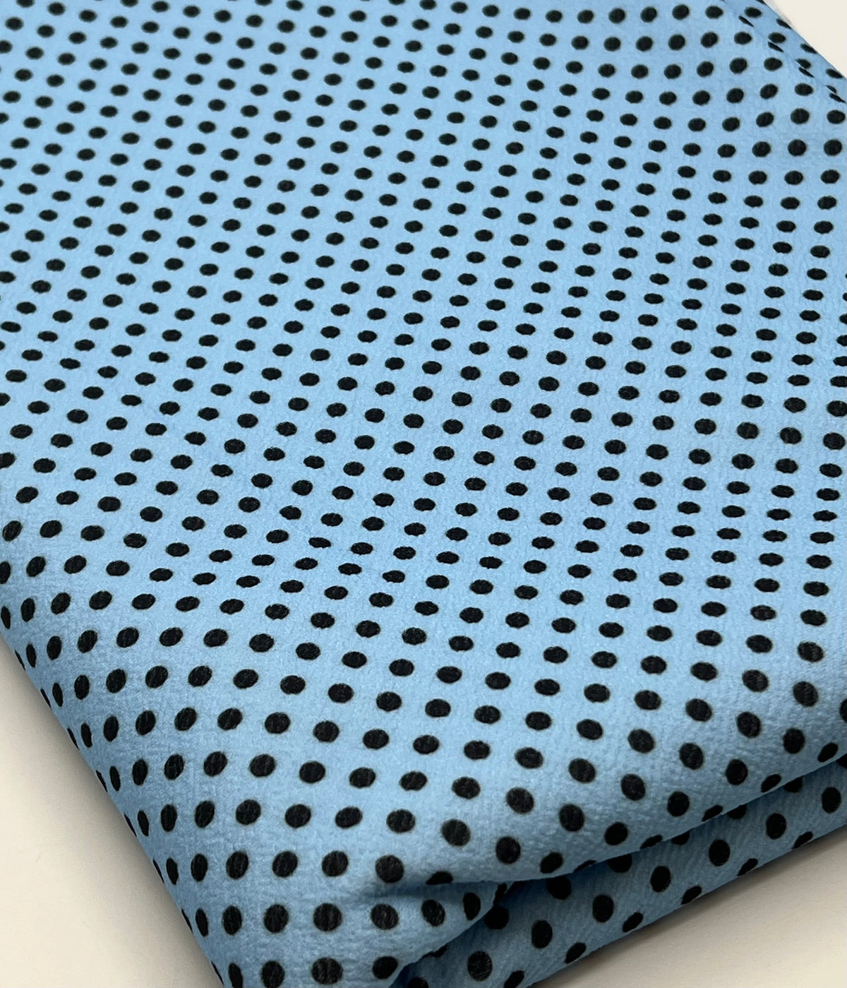 Baby Blue Black Polka Print Liverpool Bullet Stretch Fabric