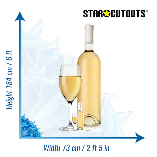SC977 Glass and White Wine Cardboard Cut Out Height 184cm