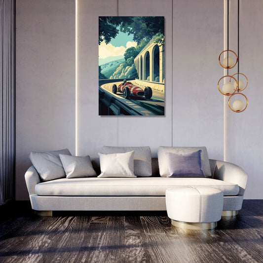 Racing Car Under Bridge Canvas