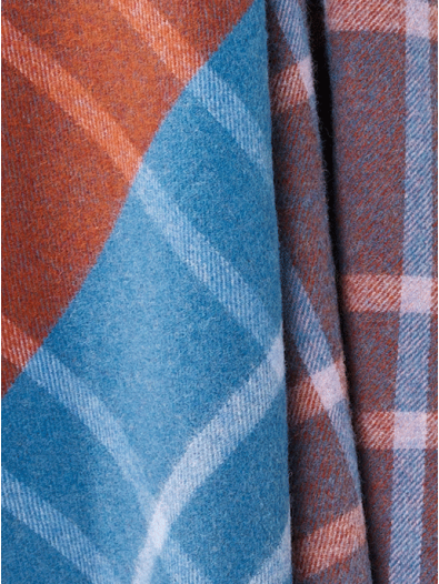 Stormness Check Pure New Wool Throw - Brick/Navy