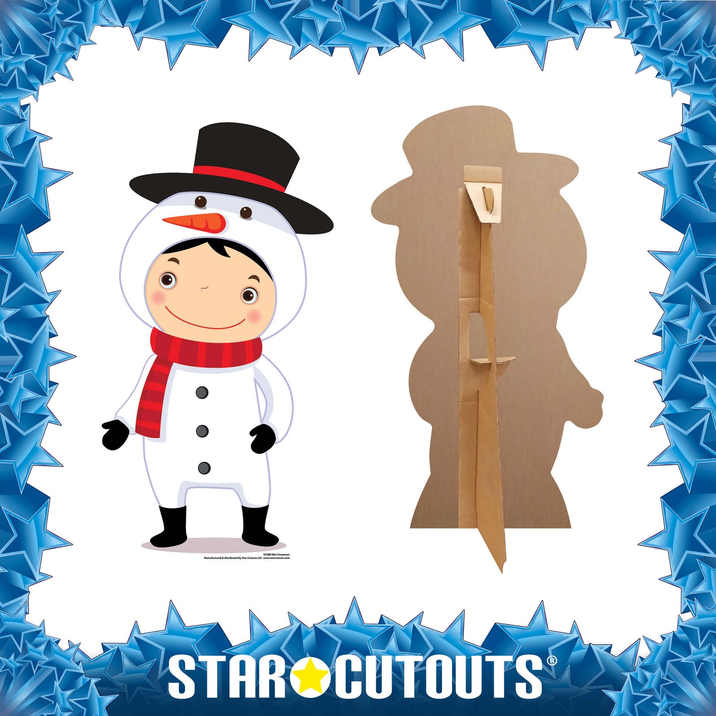 SC988 Mini Snowman Cardboard Cut Out Height 88cm
