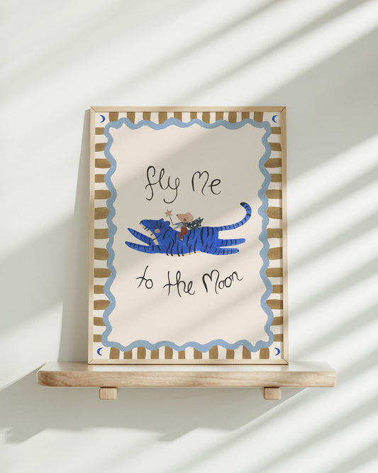 Fly Me To The Moon - Mouse & Tiger Art Print